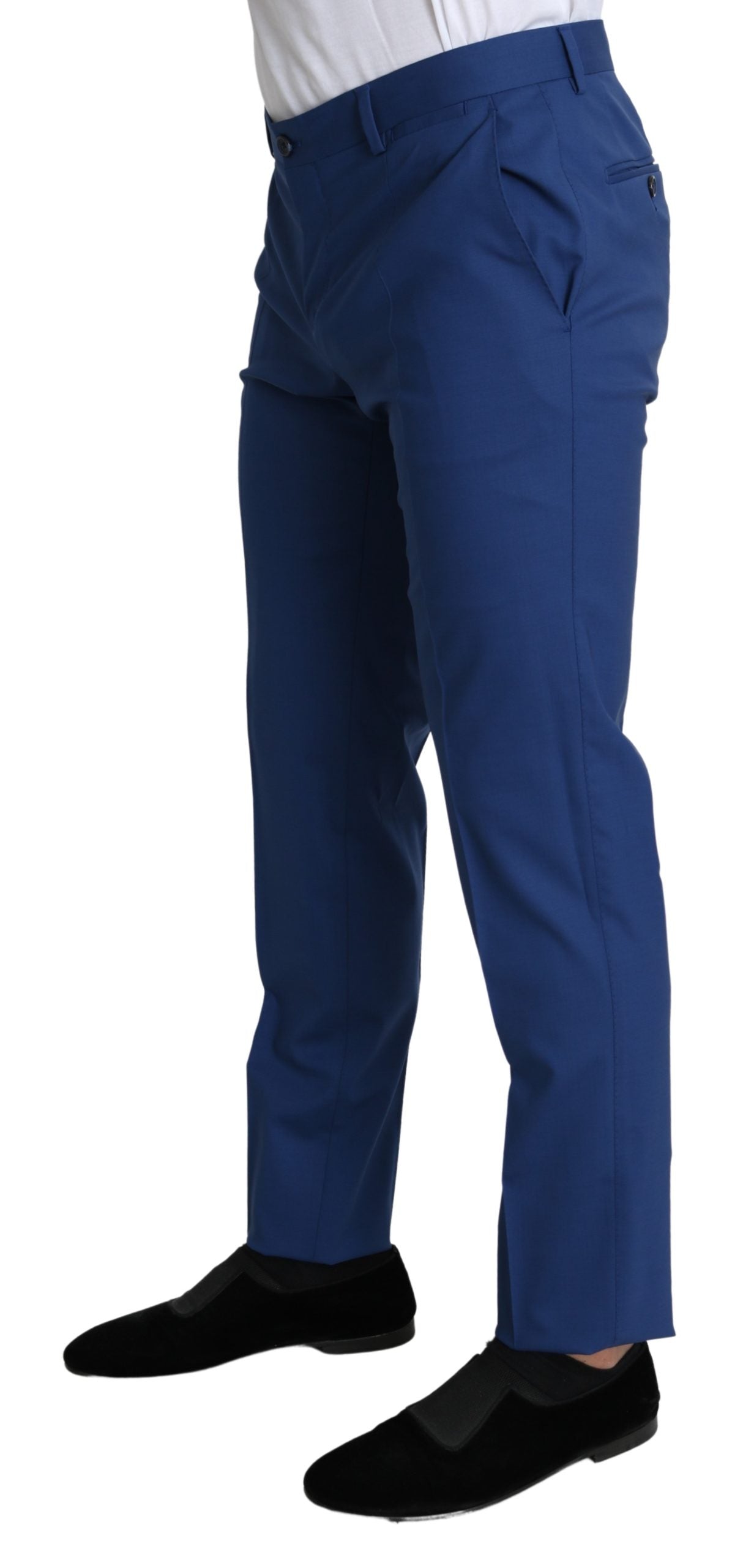 Blaue Wolle Skinny Formal Trouser Dress Pants