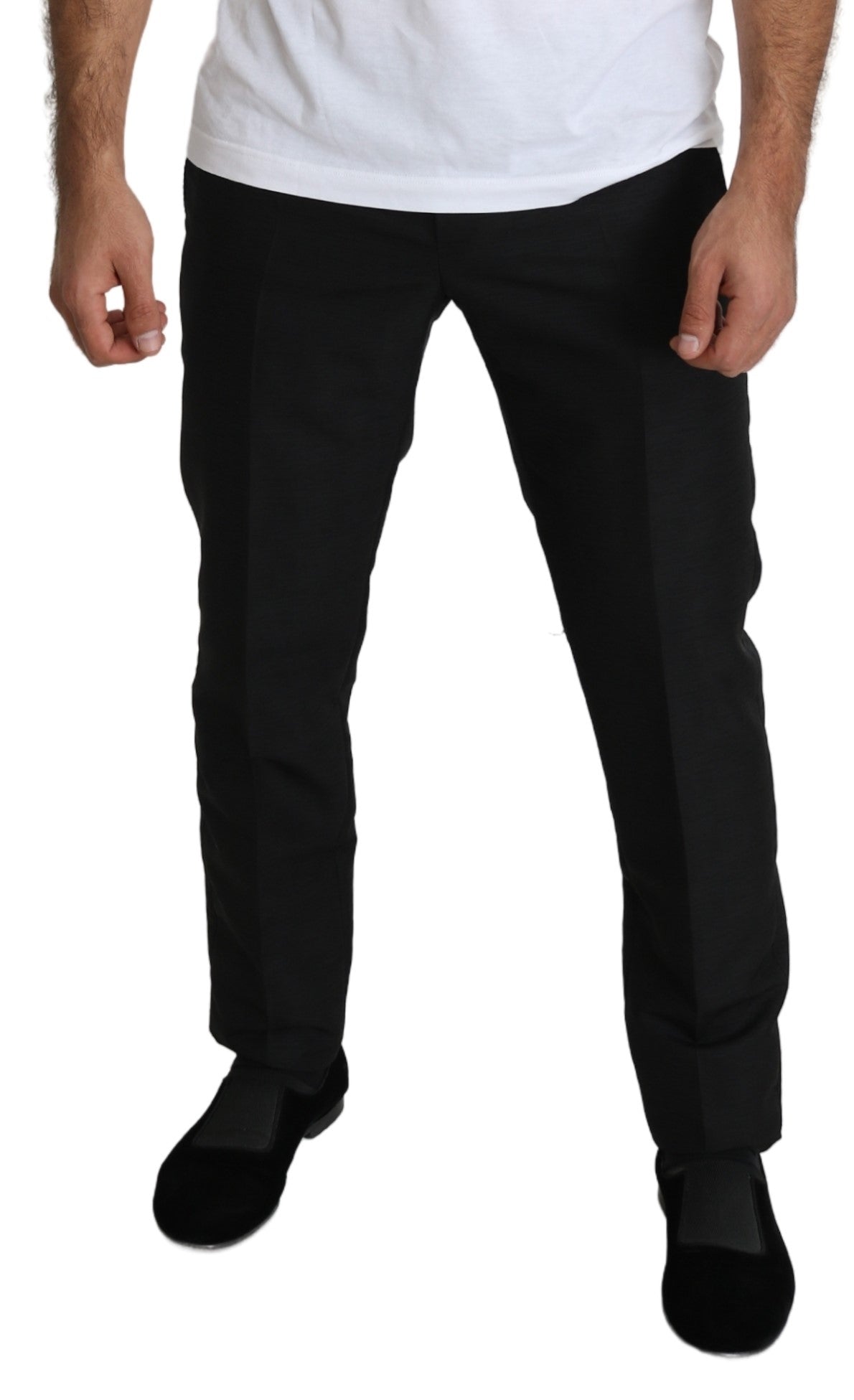 Schwarze Skinny Formal Hosen aus Wolle