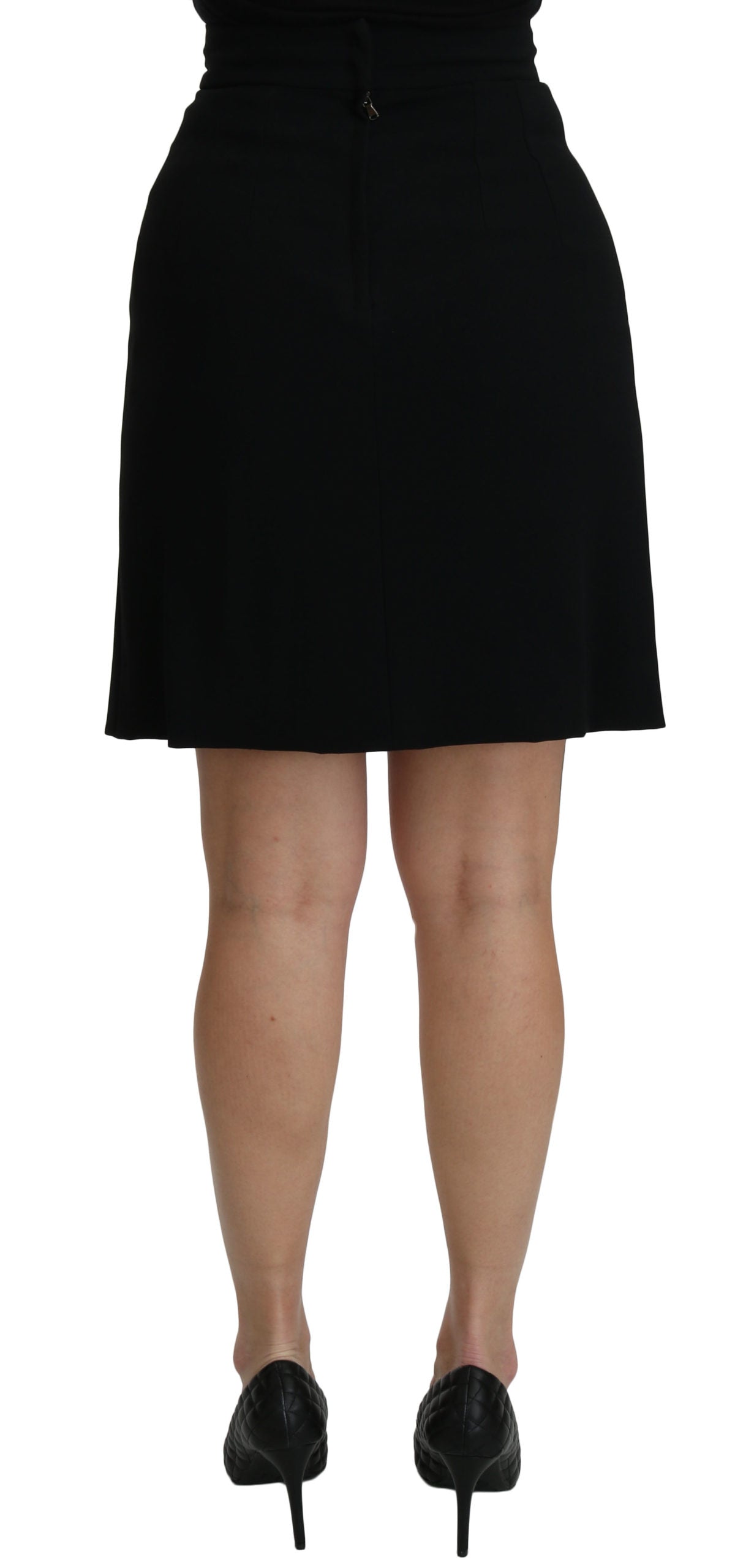 Schwarzer Meerjungfrauen-Midi-Seidenrock mit hoher Taille