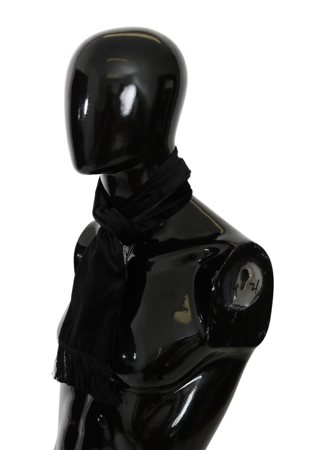 Schwarzer Fransen-Halswickel Herrenschal Baumwollschal