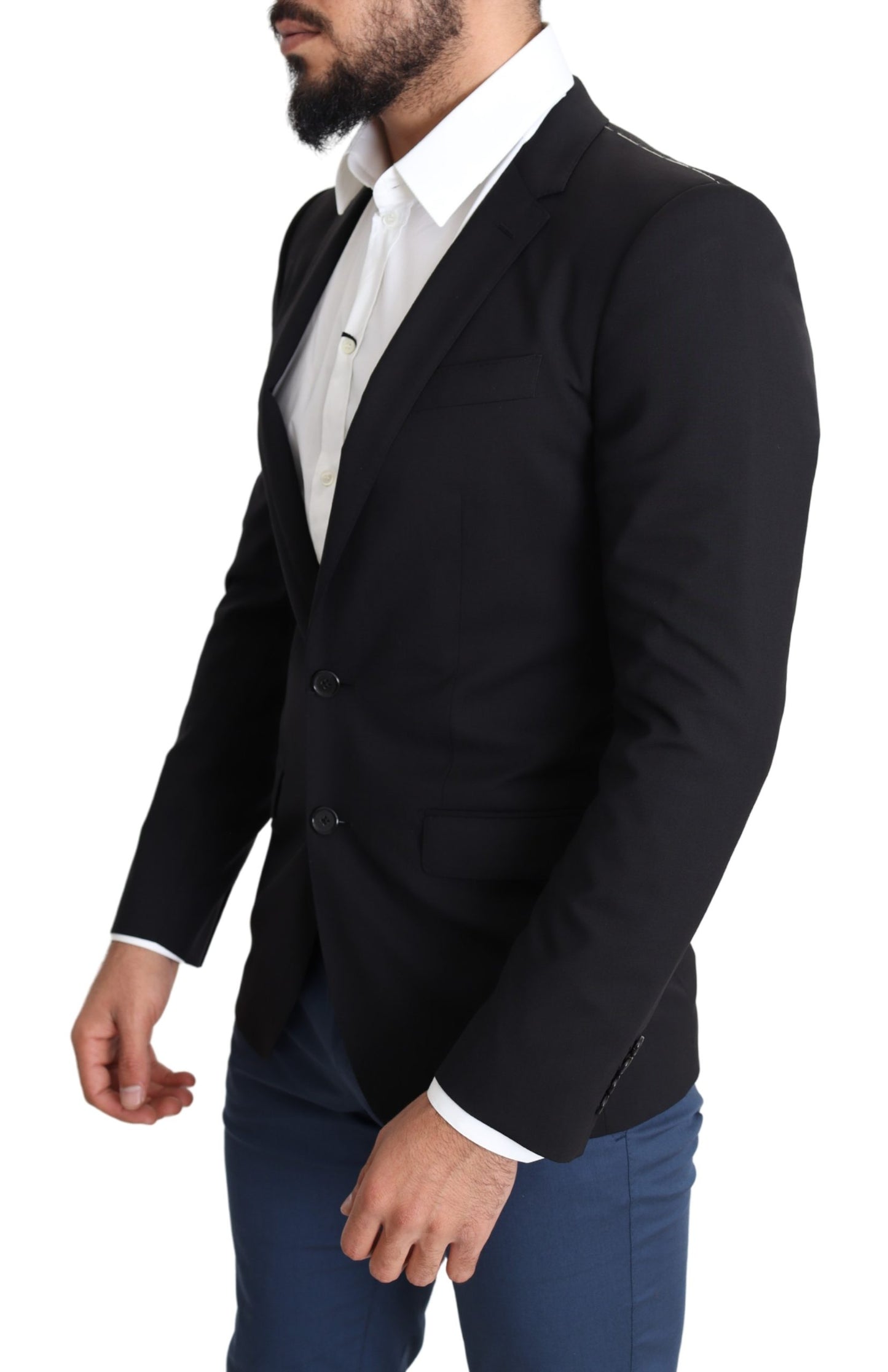 Schwarzer Woll-Stretch-Mantel MARTINI Blazer