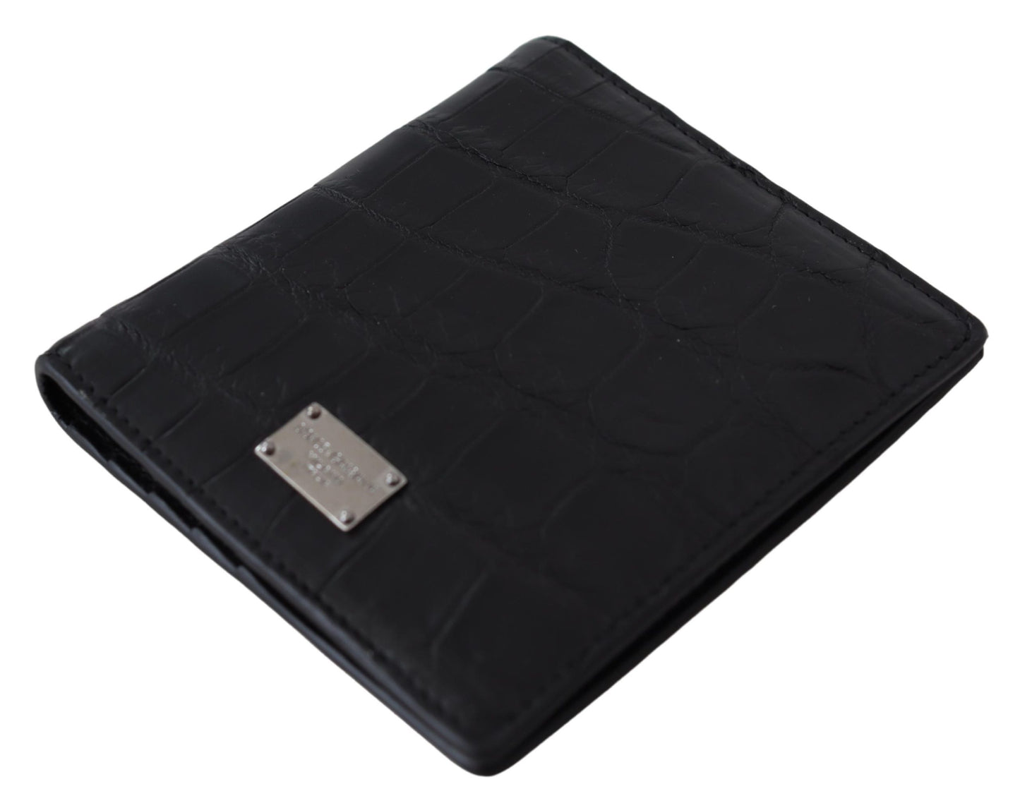 Schwarzer Bifold Kartenhalter Männer Exotisches Leder Portemonnaie