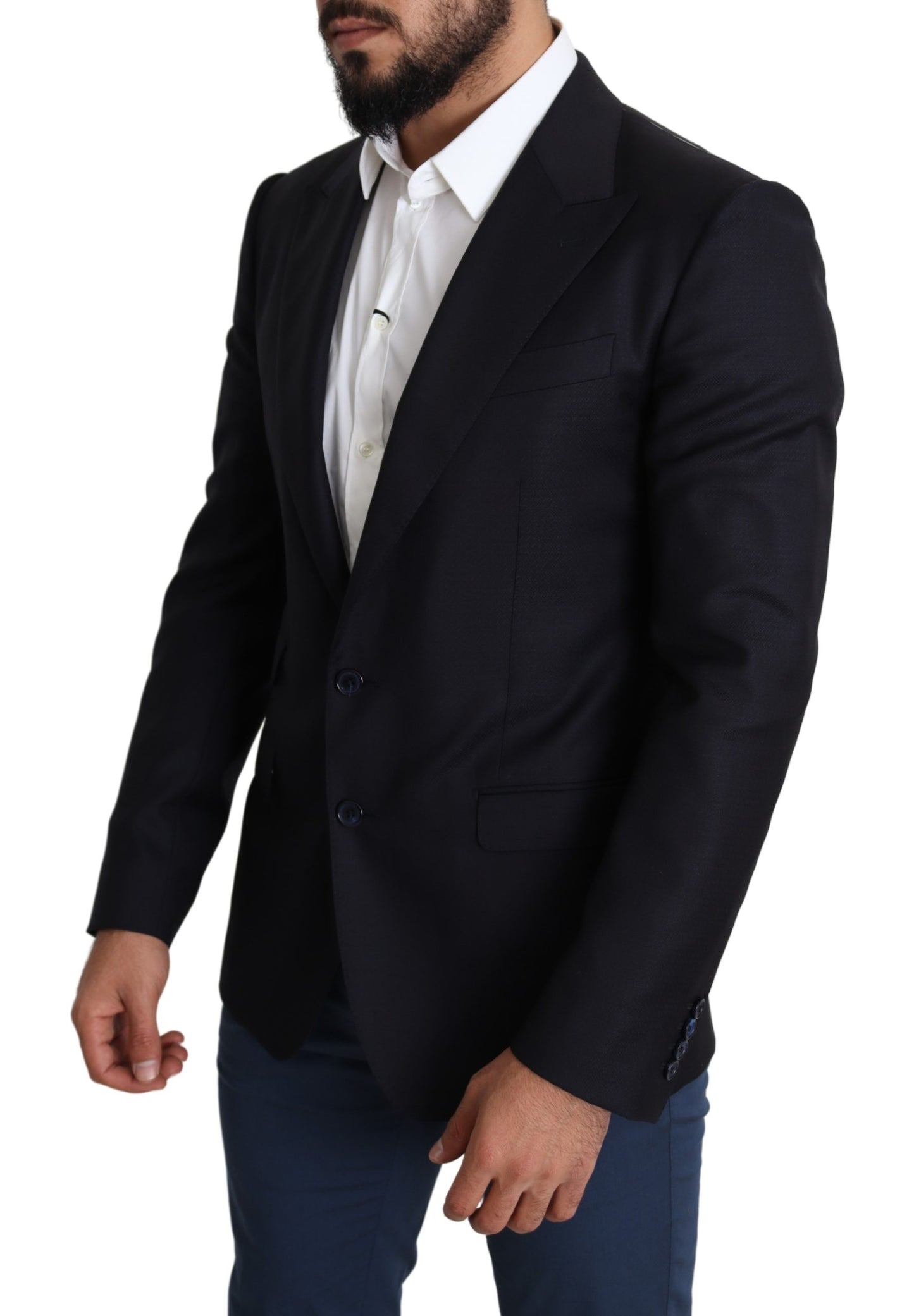 Schwarzer Wolle Slim Fit Herrenmantel NAPOLI Blazer