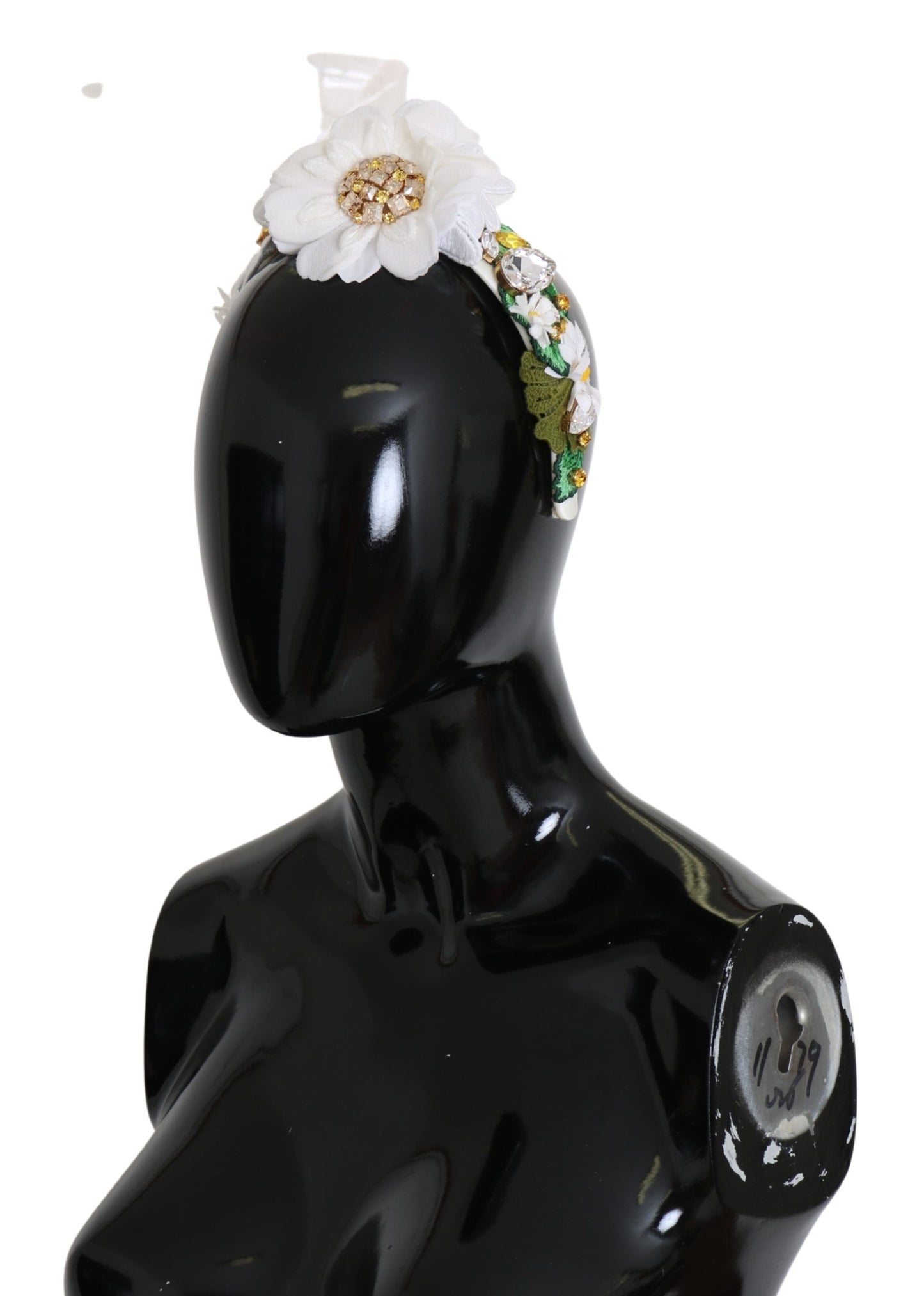 Weiß Grün Seide Floral Kristall Diadem Stirnband