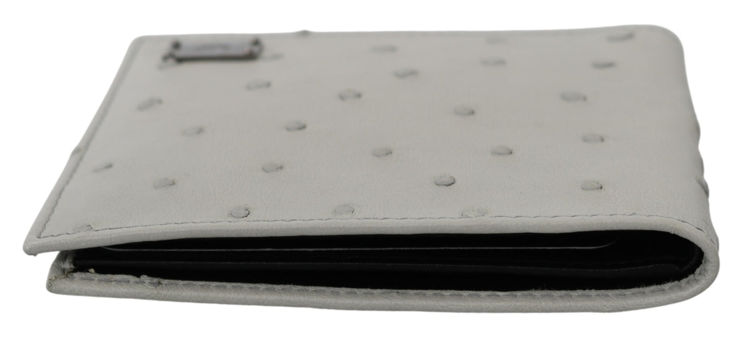 Weißes Straußenleder Bifold Herrenkarte Geldbörse mit Schlitz