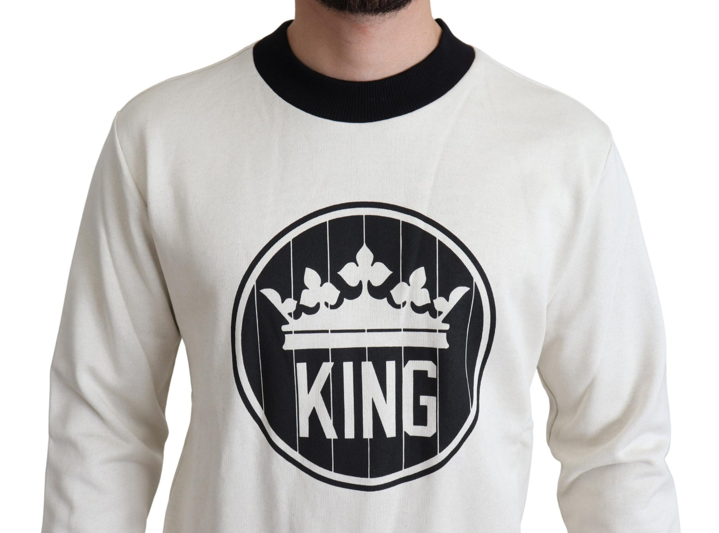 Weißer Crown King Pullover aus Baumwolle