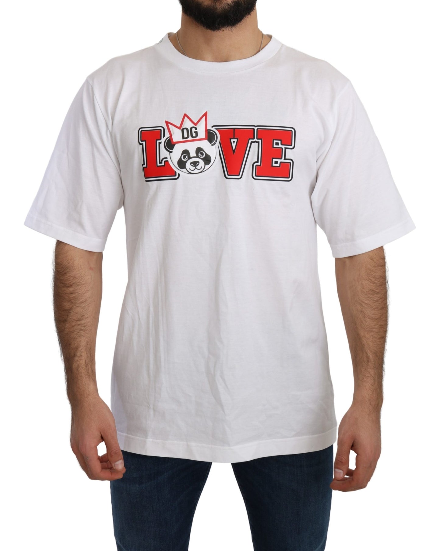 Weißes Love Panda Print Top T-shirt