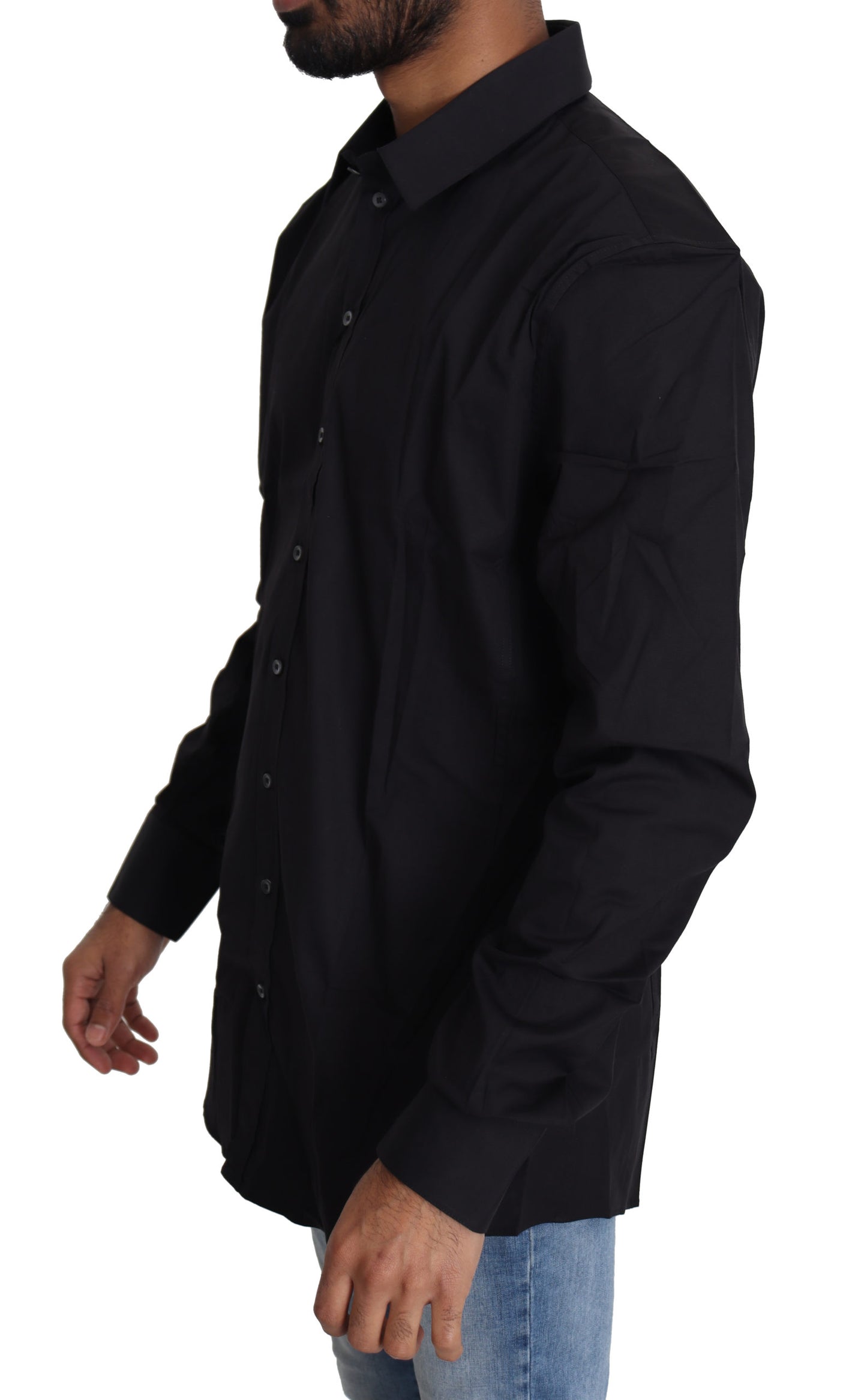 Schwarzes Baumwoll-Stretch-Top SICILIA Hemd