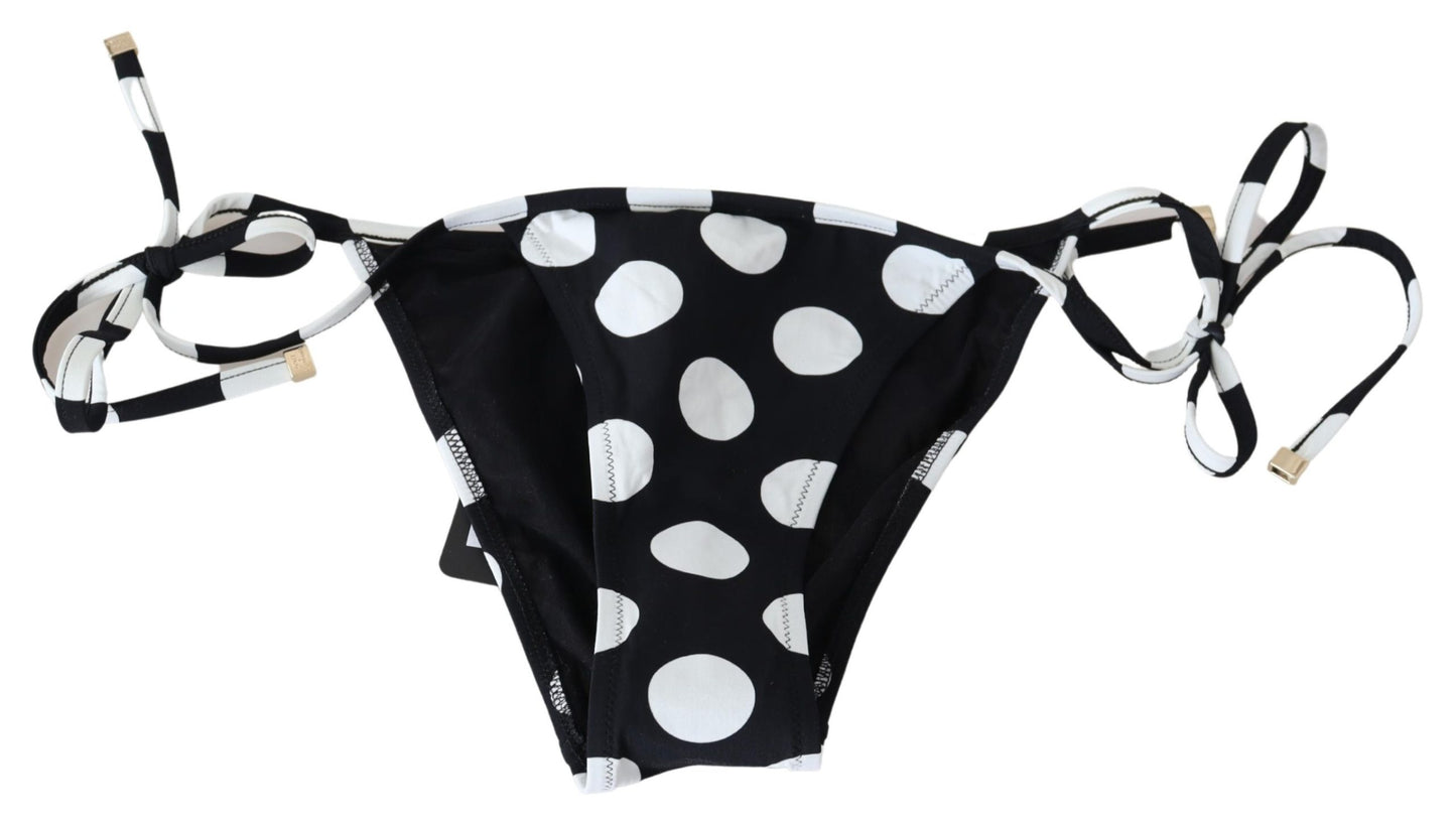 Schwarzer weißer Polka Print Zweiteiliger Badeanzug Bikini