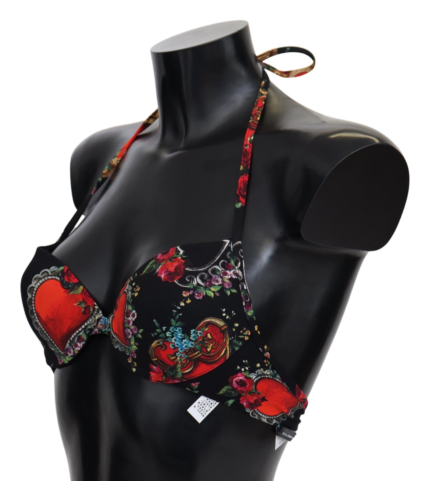 Schwarzes Herz Print Badeanzug Beachwear Bikini Tops