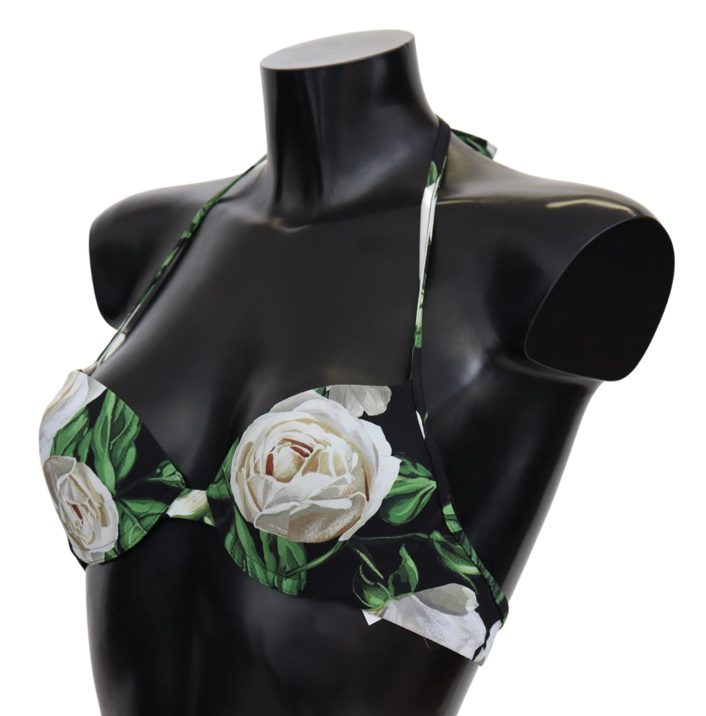 Schwarzer Rosenprint Badeanzug Beachwear Bikinioberteile