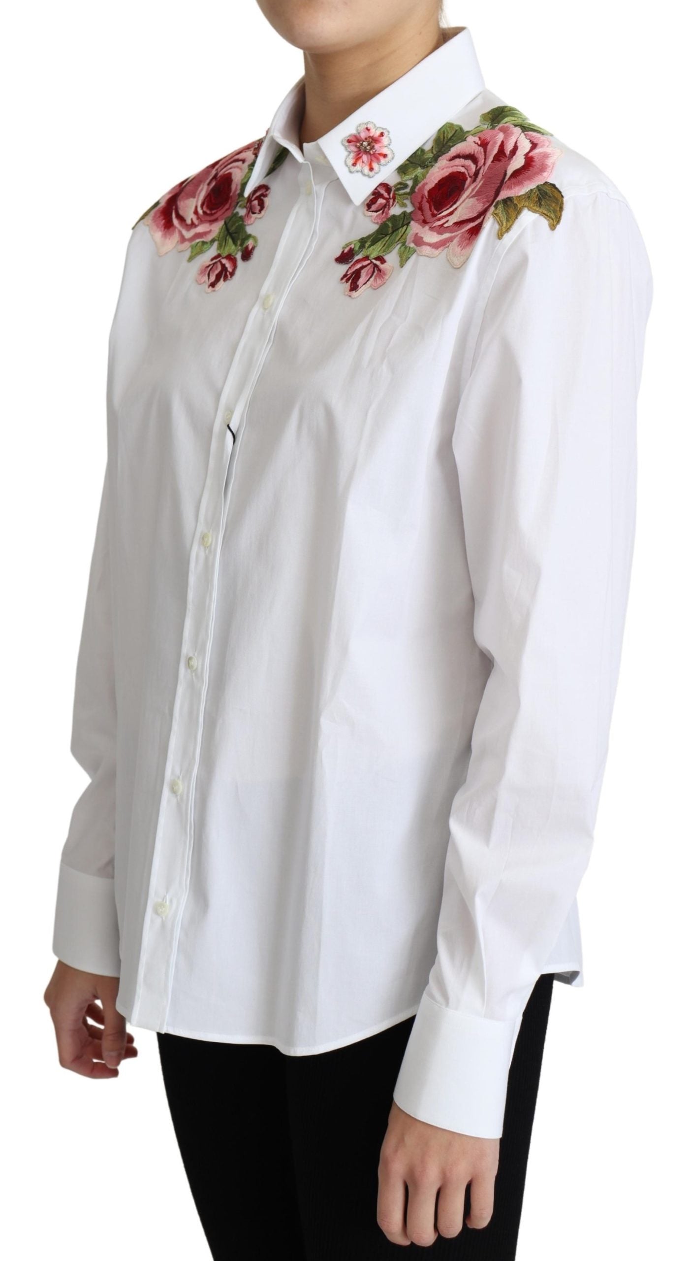 Weißes Hemd mit Blumenstickerei aus Baumwolle