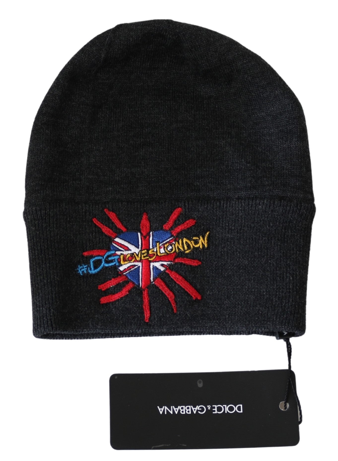 Schwarze Wolle #DGLovesLondon Beanie-Mütze