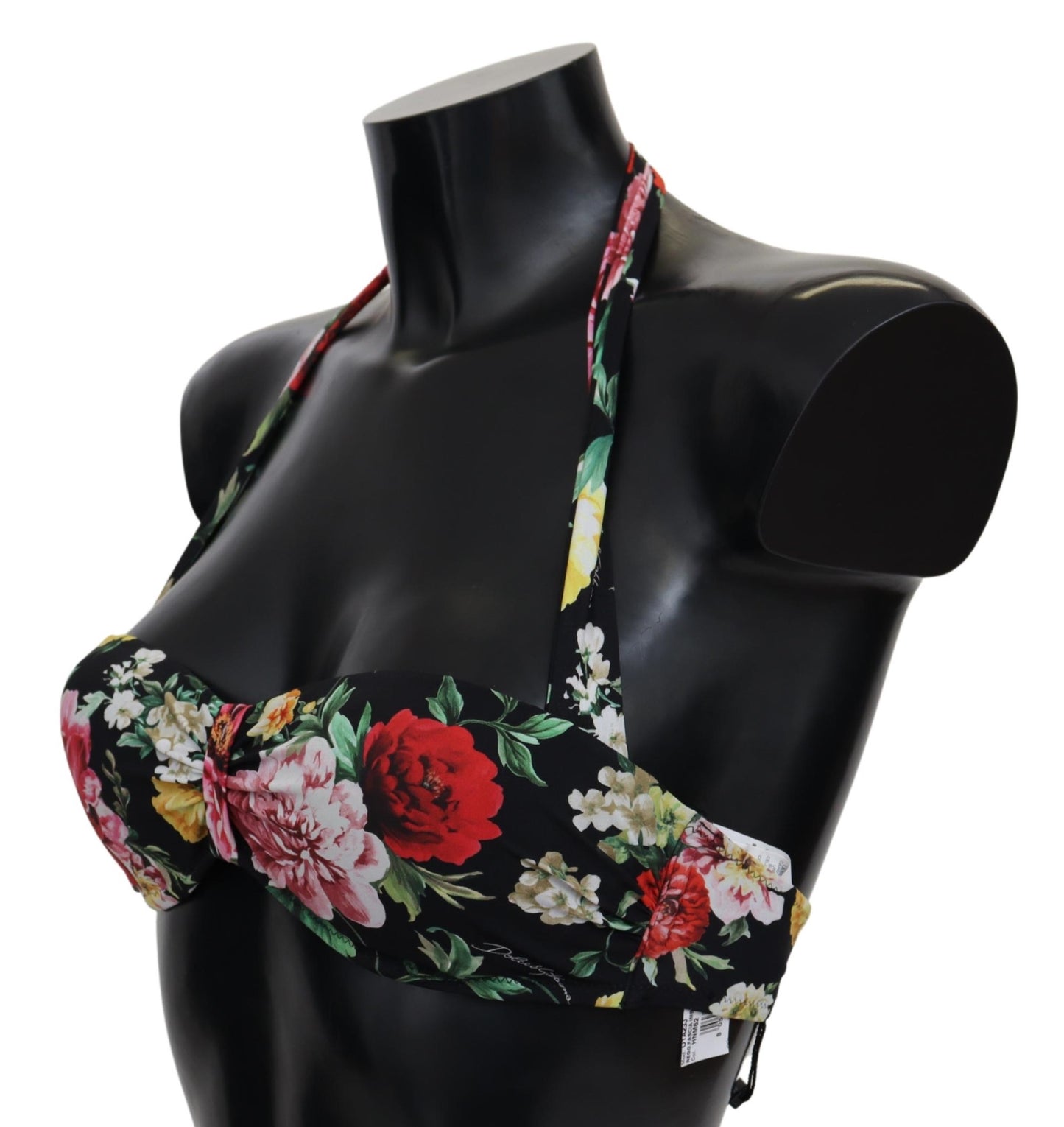 Schwarzer Blumendruck Damen Bademode Bikinioberteile