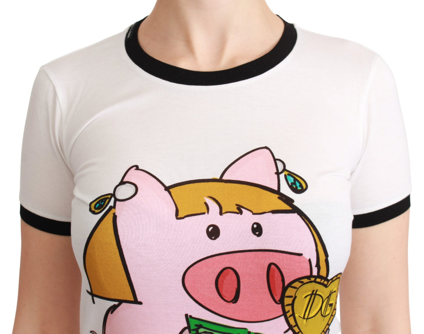Weißes YEAR OF THE PIG Top Baumwoll-T-Shirt