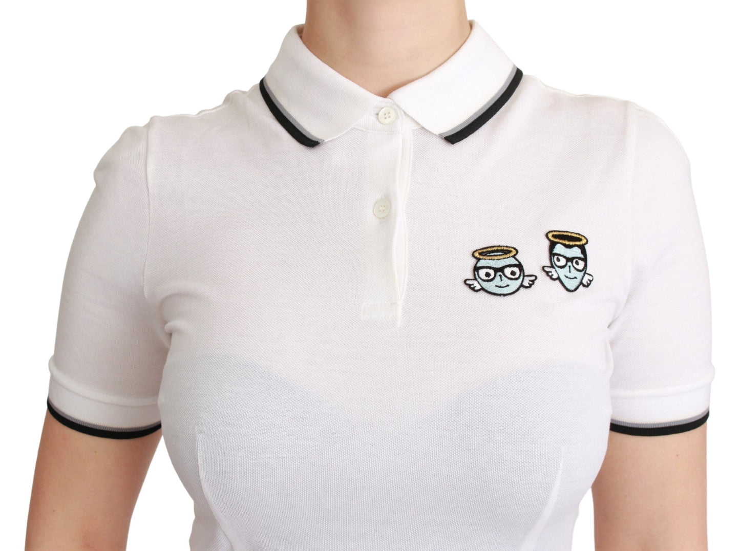 Weißes Baumwoll-Polo-T-Shirt #dgfamily