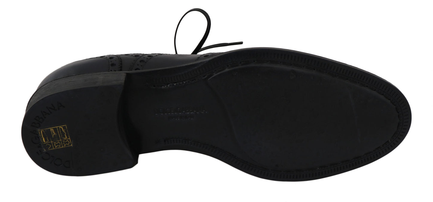 Blaue Leder Wingtip Derby Formelle Schuhe