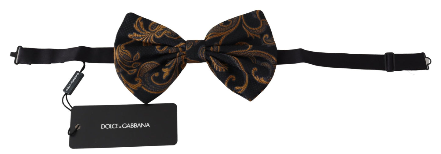 Schwarzer Brokat Verstellbare Hals Papillon Fliege