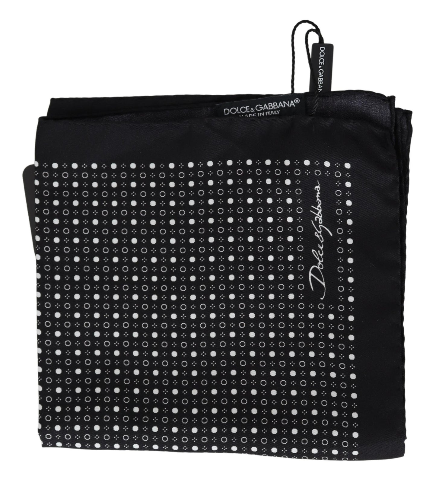 Schwarzes gepunktetes quadratisches Bandana Taschentuch Seide