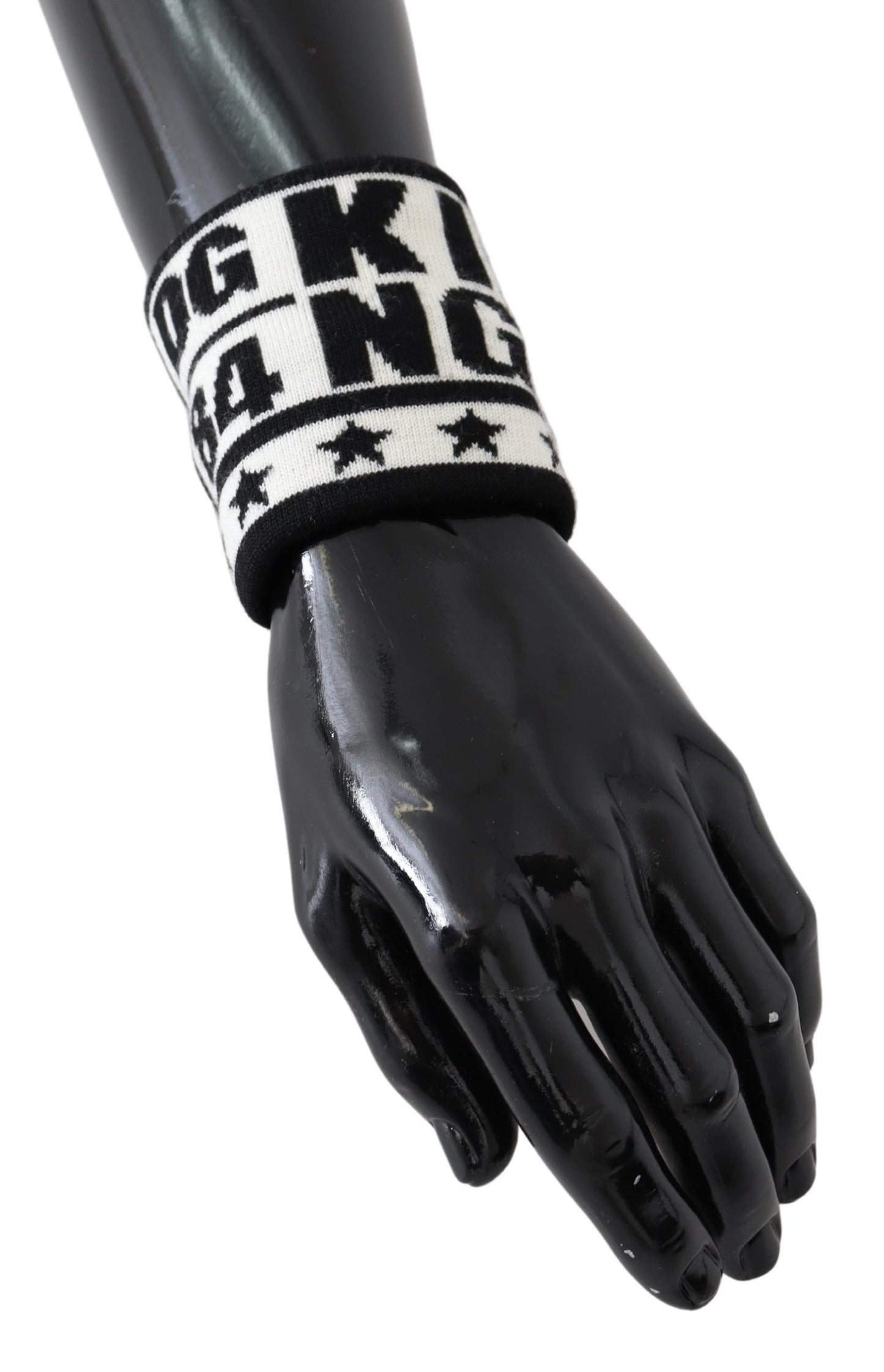 Schwarzer weißer Wollstrick DG KING Wristband Wrap