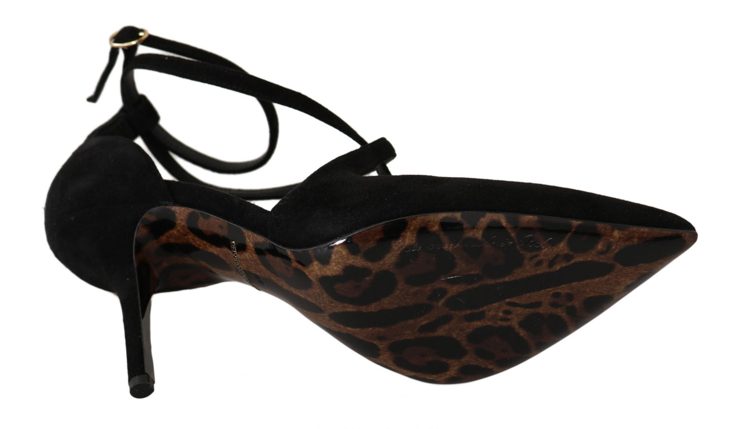 Schwarzes Wildleder Riemchen Pumps Heels