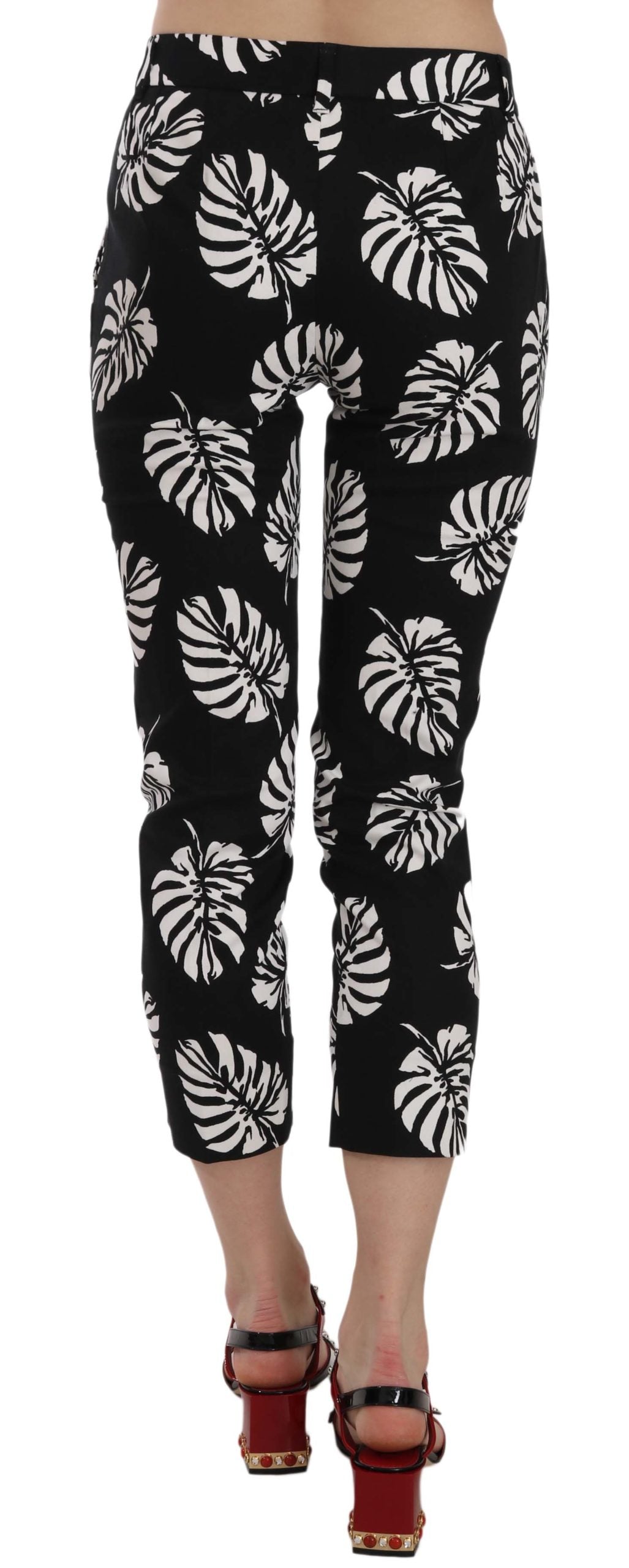 Schwarze Skinny-Hose mit Palmblattdruck