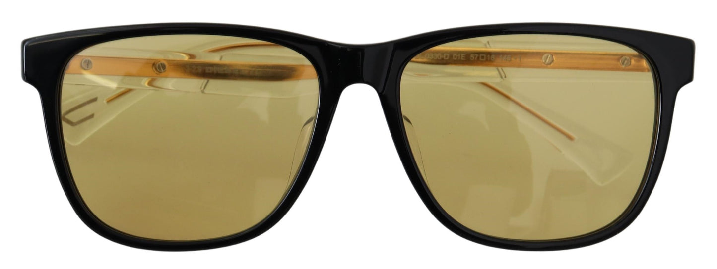 Schwarzer Rahmen DL0330-D 01E 57 Gelb Transparente Gläser Sonnenbrille