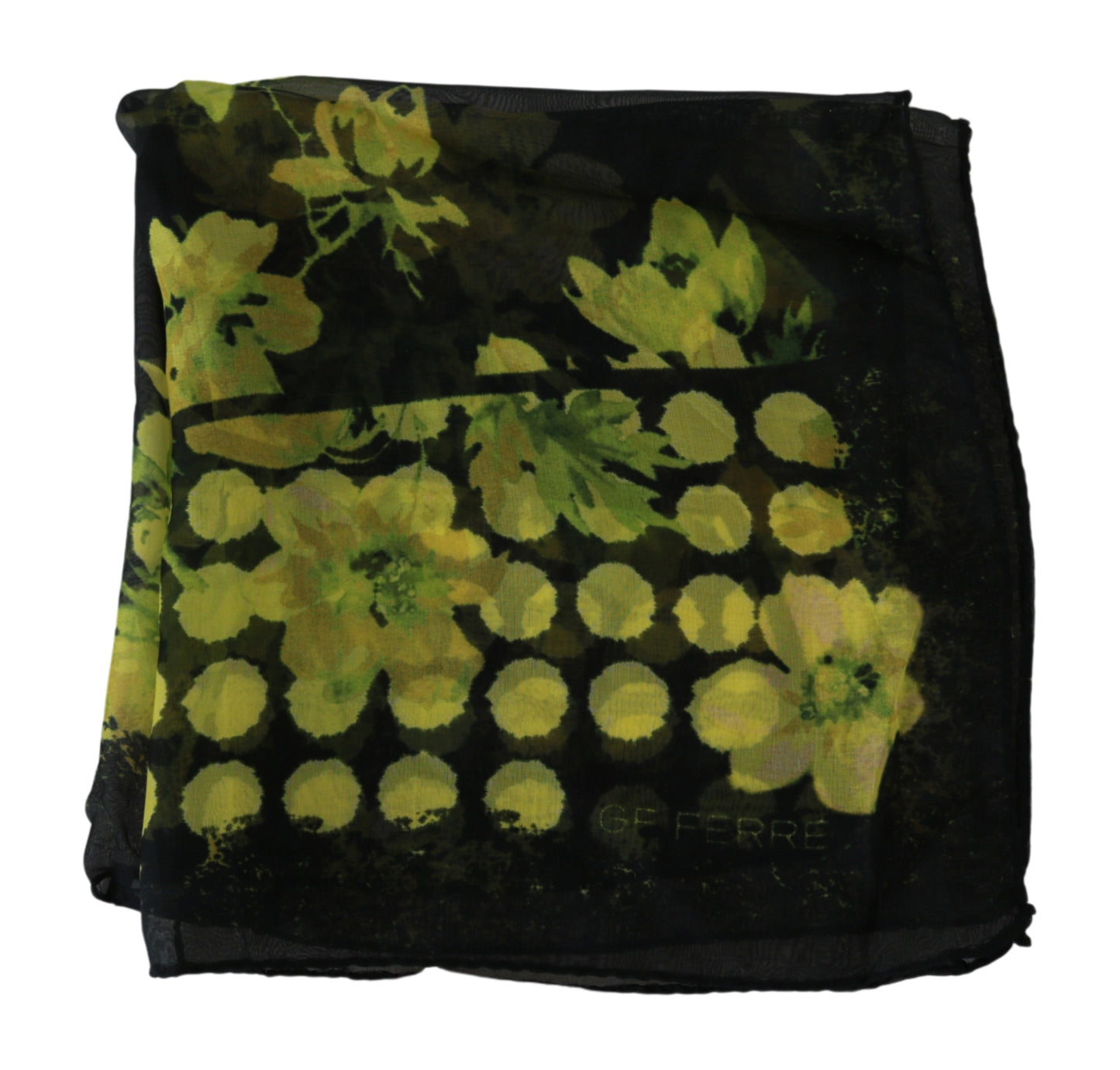 Schwarzes Floral Print Bandana Foulard Seidenschal