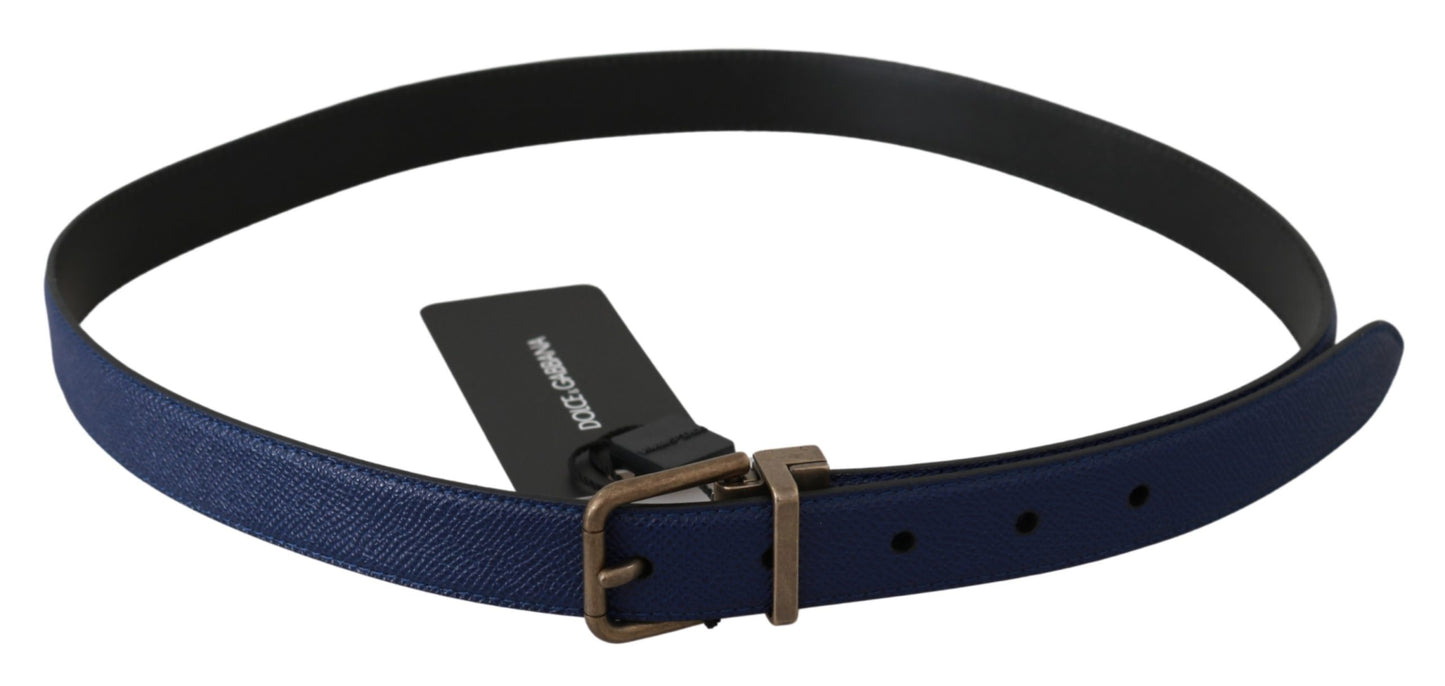 Blau-Gold gebürsteter Ledergürtel mit Schnalle