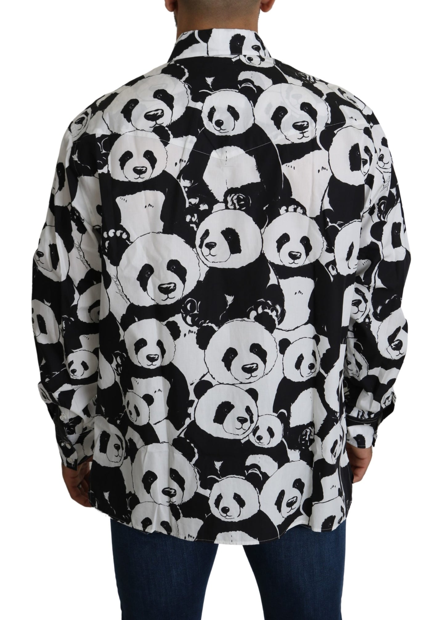 Schwarzer Panda Herren Freizeithemd 100% Baumwolle