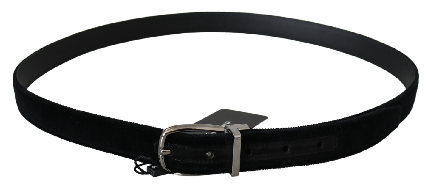 Schwarzer Samt Silber Metallschnalle Kleid Gürtel