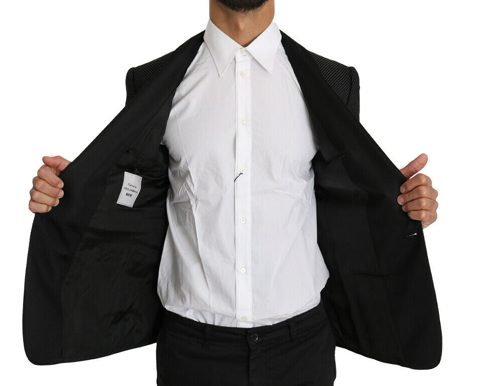 Schwarzer Blazer aus Baumwolle mit Punktmuster