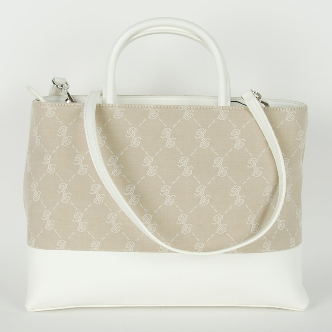 Weiß Baumwolle & Pu Diane Handtasche