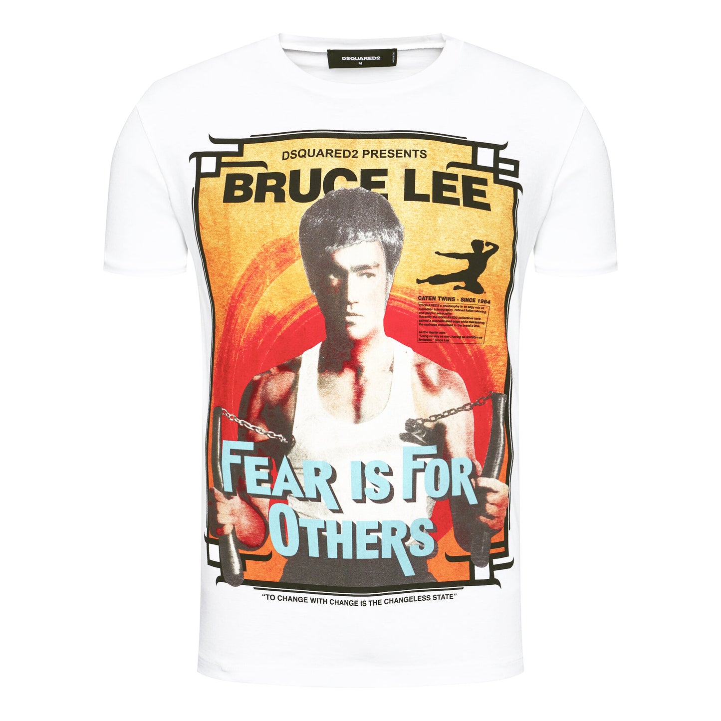 Weißes T-Shirt mit "Bruce Lee"-Aufdruck aus Baumwolle