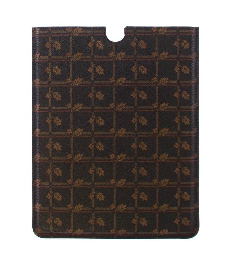 Braunes florales Logo Leder iPAD Tablet eBook Hülle