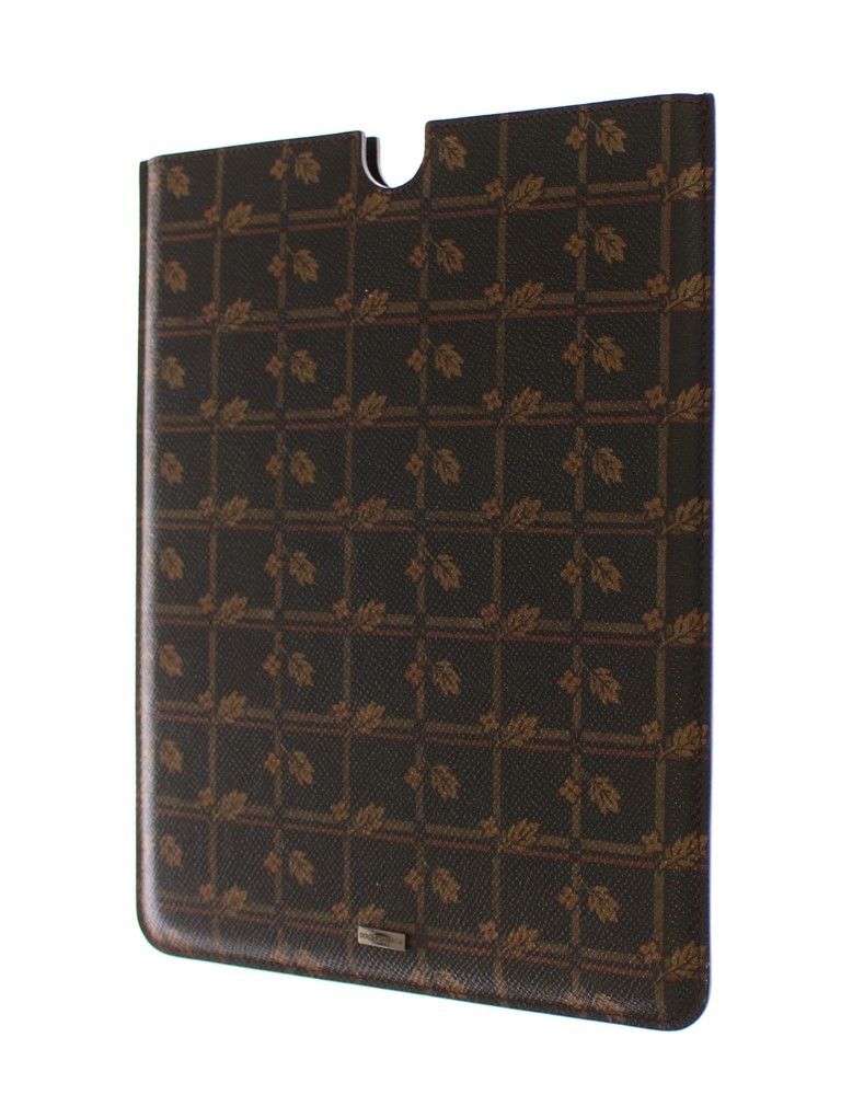 Braunes florales Logo Leder iPAD Tablet eBook Hülle
