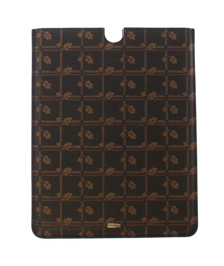 Braunes florales Logo Leder iPAD Tablet eBook Hülle