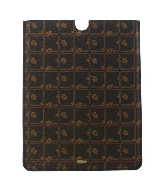 Braunes florales Logo Leder iPAD Tablet eBook Hülle