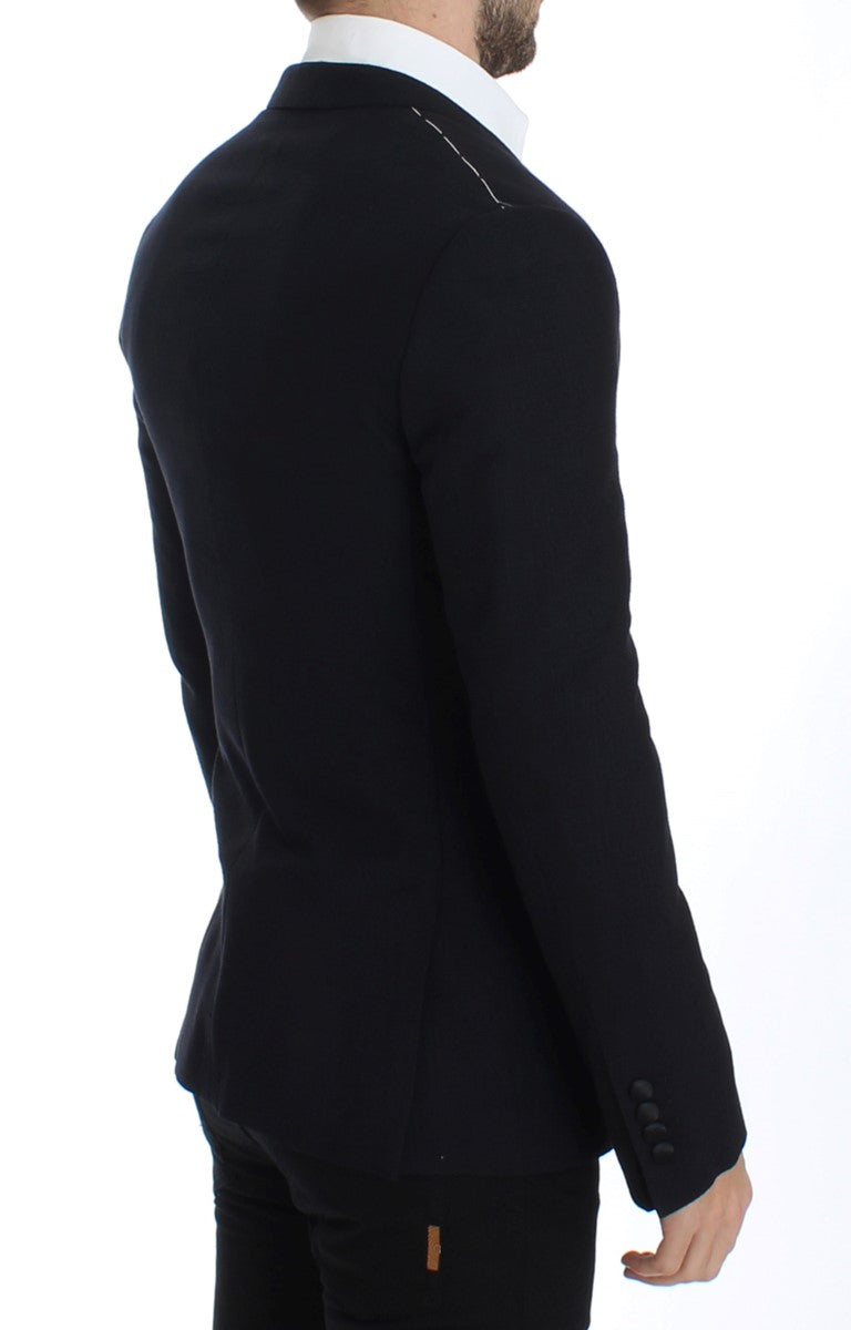 Blauer, schmal geschnittener GOLD-Blazer aus Wolle