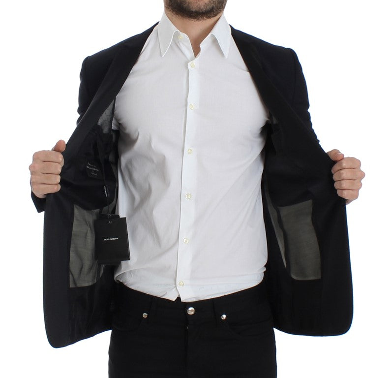 Blauer, schmal geschnittener GOLD-Blazer aus Wolle