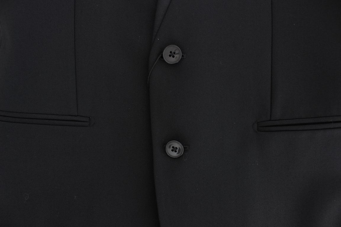 Schwarzer Stretch-Blazer aus Wolle in schmaler Passform