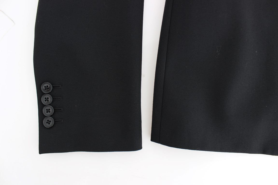 Schwarzer Stretch-Blazer aus Wolle in schmaler Passform