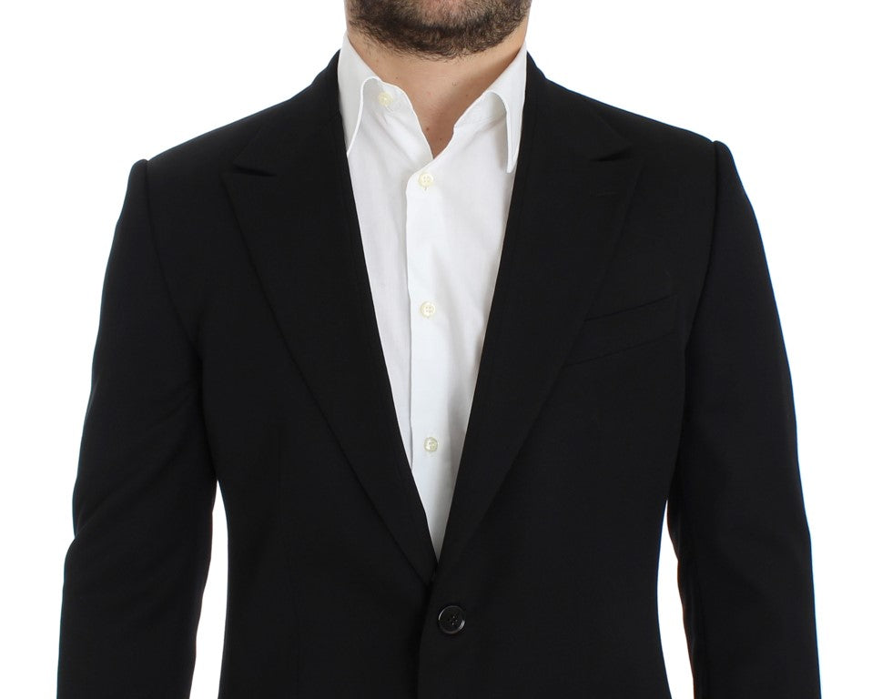 Schwarzer schmal geschnittener Wollblazer