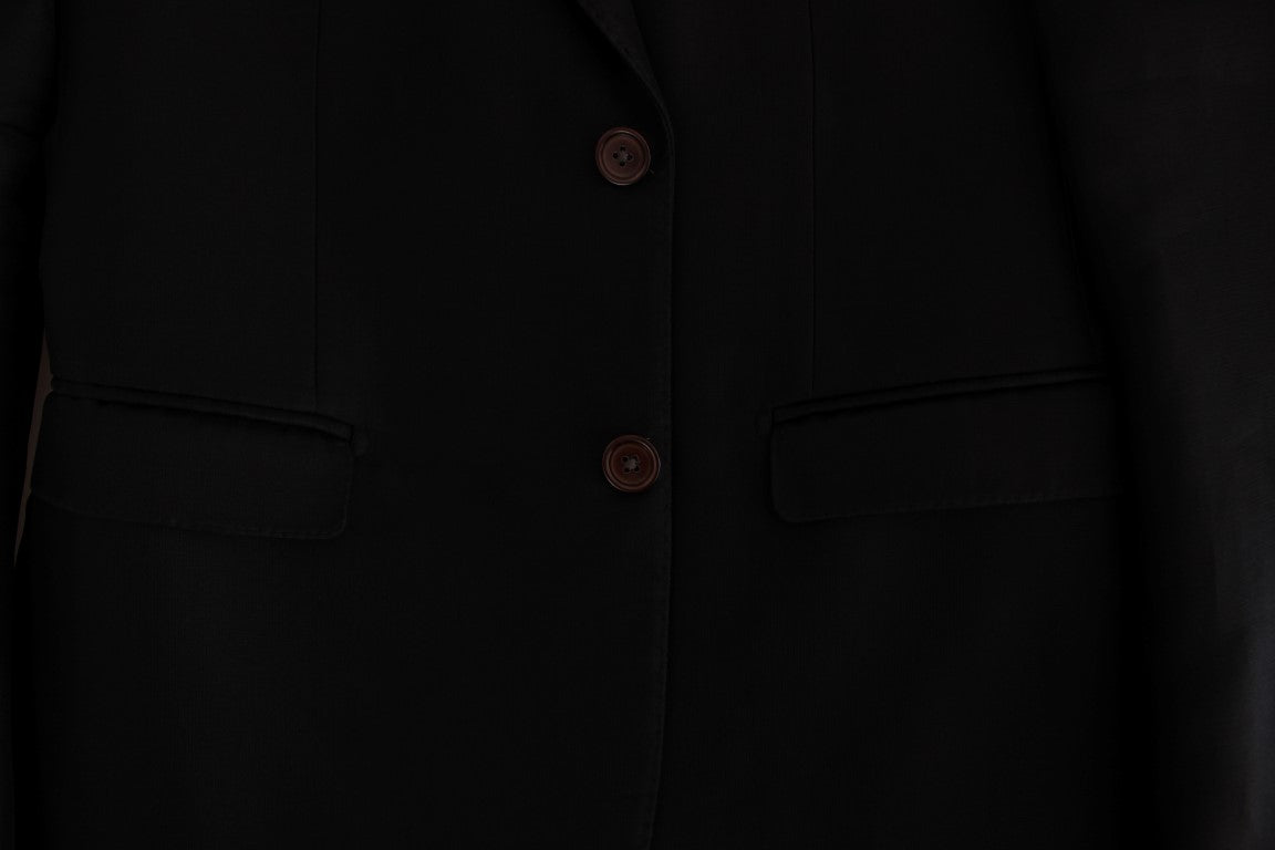 Schwarzer schmal geschnittener Seidenblazer