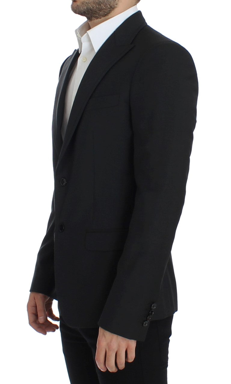 Schwarzer schmal geschnittener Wollblazer