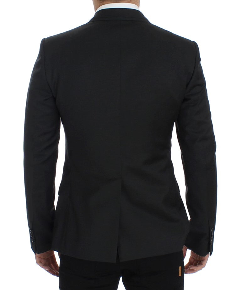 Schwarzer schmal geschnittener Wollblazer