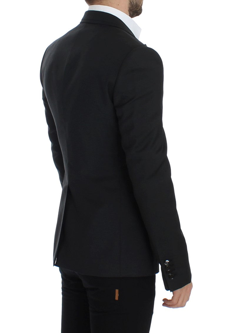 Schwarzer schmal geschnittener Wollblazer