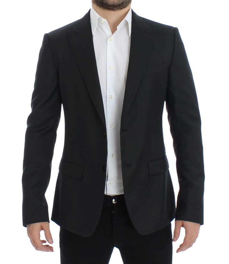 Schwarzer schmal geschnittener Wollblazer