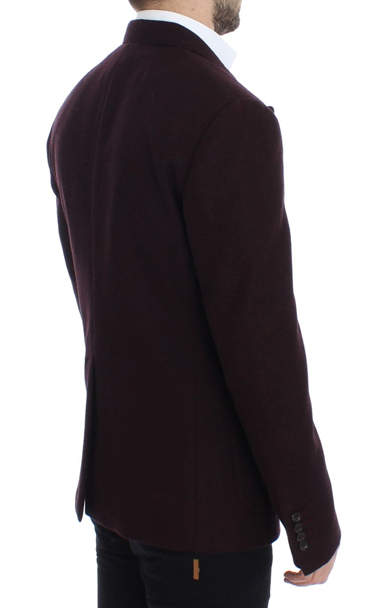 Bordeauxfarbener doppelreihiger Wollblazer