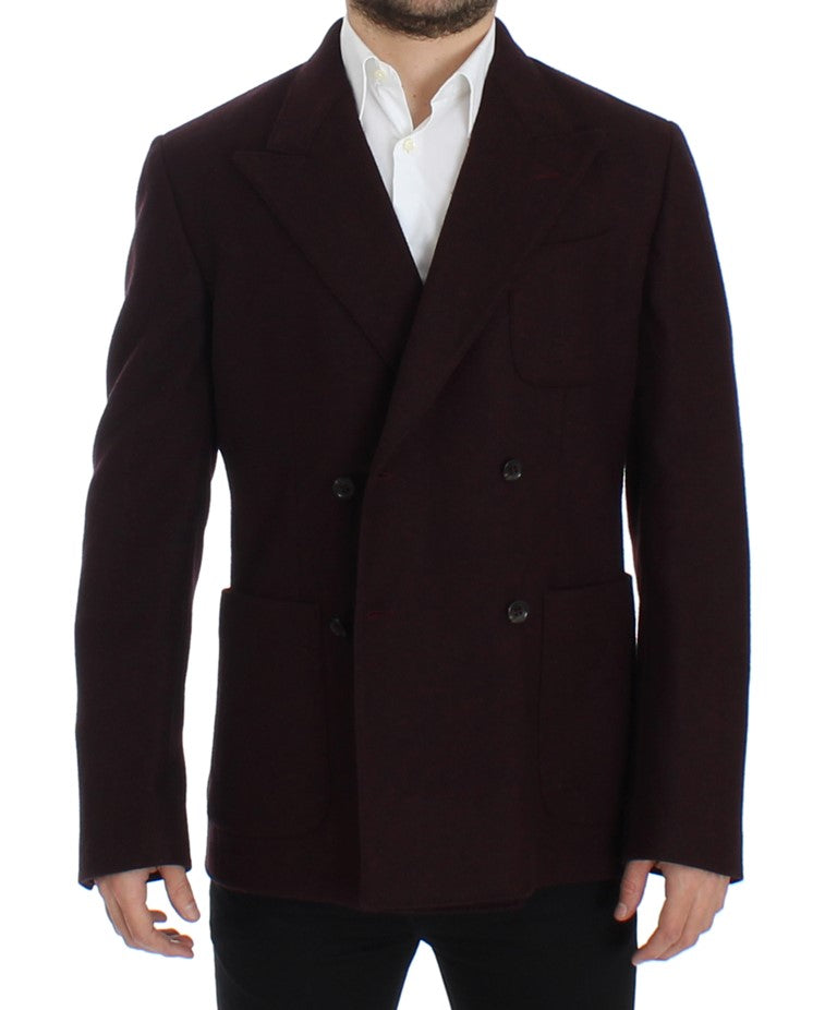 Bordeauxfarbener doppelreihiger Wollblazer